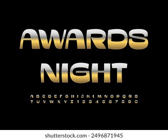 Vector elite icon Award Night. Modern Stylish Font. Unique Gold Luxury Alphabet Letters and Numbers set.