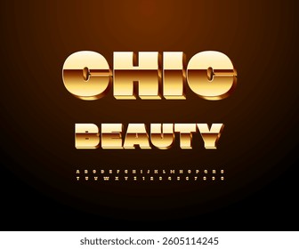 Vector Elite icon Chic Beauty. Chic Gold 3D Font. Premium Alphabet Letters and Numbers 