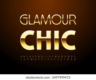 Vector elite icon Glamour Chic. Trendy Gold Font. Premium Alphabet Letters and Numbers set.