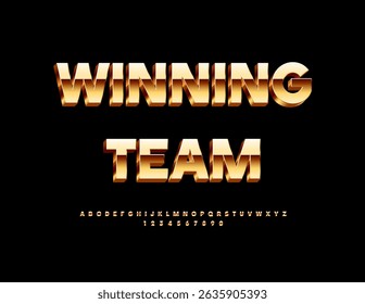 Vector Elite icon Winning Team. Premium Golden 3D Font. Luxury set of Alphabet Letters and Numbers