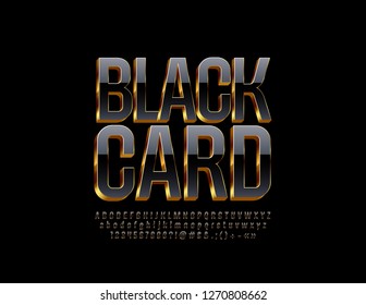 Vector elite Logo Black Card. Stylish Alphabet Letters, Numbers and Symbols. Luxury 3D Font.