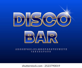 Vector elite logo Disco Bar. Modern Unique Font. Trendy Chic Alphabet Letters and Numbers set.