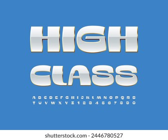 Logo de l'élite de Image vectorielle High Class. Police blanche et dorée élégante. Listes alphabétiques et nombres uniques modernes définis.
