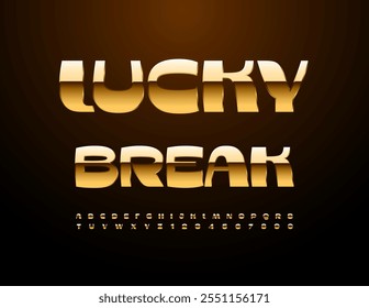 Logotipo de élite de Vector Lucky Break. Premium Gold fuente. Conjunto exclusivo de letras y números del alfabeto