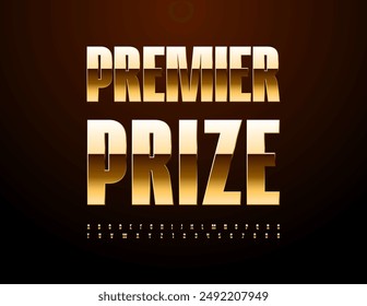 Vector elite logo Premier Prize. Elegant Gold Font. Luxury Alphabet Letters, Numbers and Symbols set.