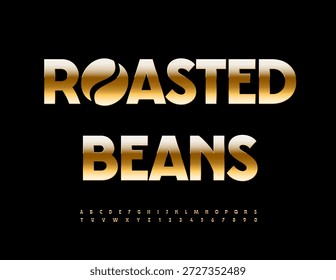 Vector Elite logo Roasted Beans. Elegant Gold Font for Logo Design and Branding. Luxury set of Trendy Alphabet Letters and Numbers