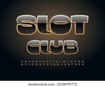 Vetor elite logotipo Slot Club. Fonte preta de luxo. Letras e Números Alfabetos da moda definidos. 