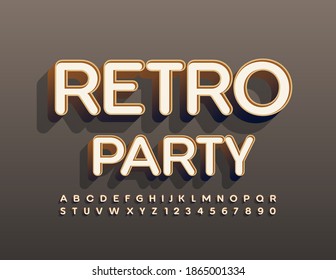 Vector elite poster Retro Party. Vintage style Font. Luxury Alphabet Letters and Numbers set