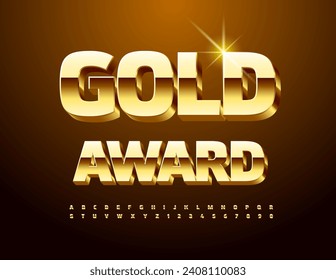 Vector Elite Schild Gold Award. Trendy 3D Font. Premium Alphabet Letters and Numbers set.