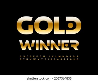 Vector elite Sign Gold Winner. Chic Modern Font. Original Alphabet Letters and Numbers