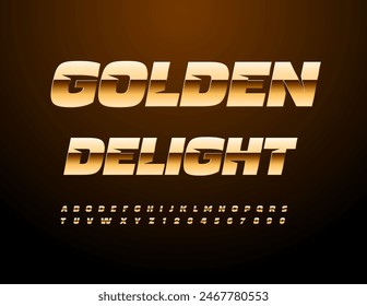 Vector elite Sign Golden Delight. Modern Luxury Font. Trendy Chic Alphabet Letters and Numbers set.