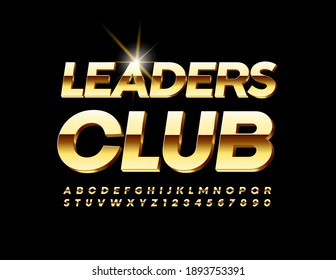 Club de Leaders de la élite vectora. Fuente chic y brillante. Juego de letras y números de oro de lujo