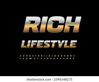 Vector Elite sign Luxury Lifestyle. Exclusive Gold Font. Trendy Premium Alphabet Letters and Numbers set.
