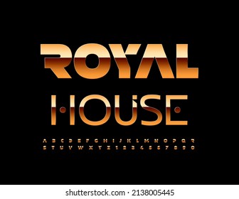 Vektor Elite Schild Royal House. Trendy Golden Font. Luxury Alphabet Letters and Numbers Set