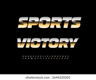 Sinal de Elite Vetor Sports Victory. Fonte dinâmica moderna. Luxo Golden Alphabet Letras e Números definidos.