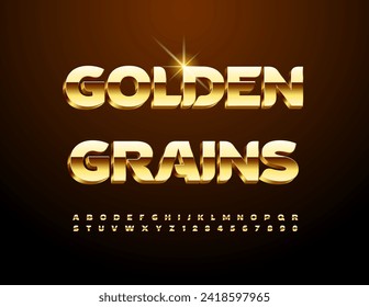 Vector elite template Golden Grains with creative Font. Golden 3D Alphabet Letters and Numbers set.