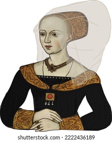 Vector of Elizabeth Woodville (1437-1492), wife of Edward IV of England and grandmother of Henry VIII