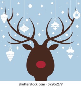 vector elk of christmas card