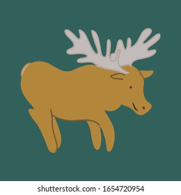 Elk vectorial. Animales dibujados a mano. Elemento plano para su diseño, perfecto para tarjeta, pegatina, afiche, embalaje, papel corto o tela de bebé.
