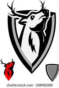 Vector  Elk Deer Buck Sports Logo Maskot In Shield Shape