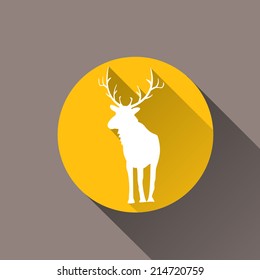 vector elk silhouette on christmas orange background