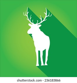 vector elk silhouette on christmas green background
