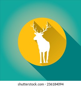 vector elk silhouette on christmas azure background