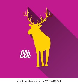 vector elk silhouette on violet background