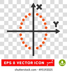 Vector Ellipse Plot EPS vector icon. Illustration style is flat iconic bicolor orange and gray symbol on a transparent background.
