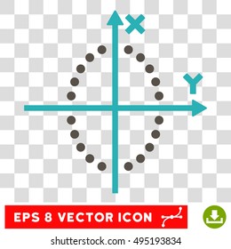 Vector Ellipse Plot EPS vector pictogram. Illustration style is flat iconic bicolor grey and cyan symbol on a transparent background.