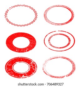 Vector elliptical Frames. red circle for image. distress texture . Grunge oval borders isolated on the  background . Dirt effect . Round shapes for your design