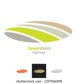 Vector Elliptical Plow Fields. Soil Hills Pastures Brand Logotype. Professional Business Company Corporate Identity Graphic Icon Symbol