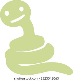 Ilustração de silhueta de cobra alongada de vetor. Projeto de serpente verde isolado no fundo branco.Movimento de enrolamento de uma cobra.