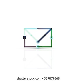 Vector email business symbol. Linear minimalistic icon design, multicolored segments of lines
