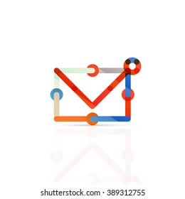 Vector email business symbol, or at sign logo. Linear minimalistic flat icon design, multicolored segments of lines