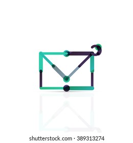 Vector email business symbol, or at sign logo. Linear minimalistic flat icon design, multicolored segments of lines
