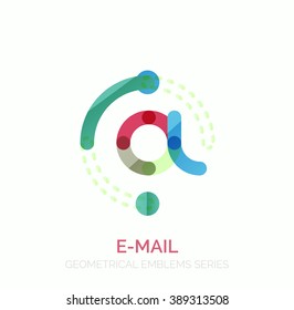 Vector email business symbol, or at sign logo. Linear minimalistic flat icon design, multicolored segments of lines