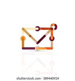 Vector email business symbol, or at sign logo. Linear minimalistic flat icon design, multicolored segments of lines