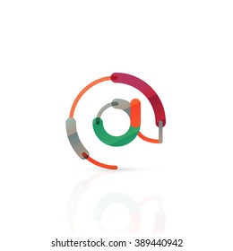 Vector email business symbol, or at sign logo. Linear minimalistic flat icon design, multicolored segments of lines