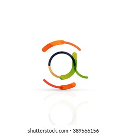 Vector email business symbol, or at sign logo. Linear minimalistic flat icon design, multicolored segments of lines