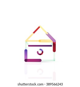 Vector email business symbol, or at sign logo. Linear minimalistic flat icon design, multicolored segments of lines