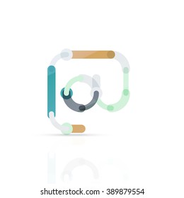 Vector email business symbol, or at sign logo. Linear minimalistic icon design, multicolored segments of lines