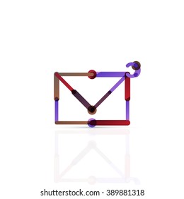Vector email business symbol, or at sign logo. Linear minimalistic flat icon design, multicolored segments of lines
