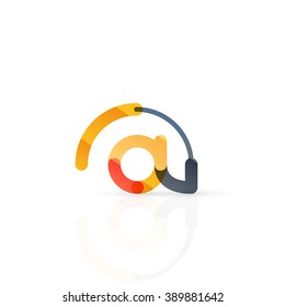 Vector email business symbol, or at sign logo. Linear minimalistic flat icon design, multicolored segments of lines