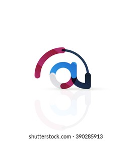 Vector email business symbol, or at sign logo. Linear minimalistic flat icon design, multicolored segments of lines