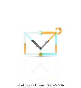 Vector email business symbol, or at sign logo. Linear minimalistic flat icon design, multicolored segments of lines