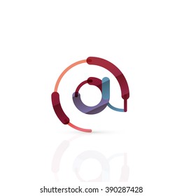 Símbolo de negocio de correo electrónico vector, o logotipo de firma. Diseño lineal minimalista de iconos planos, segmentos multicolores de líneas