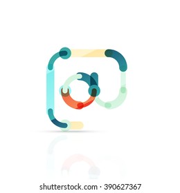 Vector email business symbol, or at sign logo. Linear minimalistic flat icon design, multicolored segments of lines