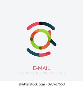 Vector email business symbol, or at sign logo. Linear minimalistic flat icon design, multicolored segments of lines