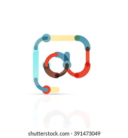 Vector email business symbol, or at sign logo. Linear minimalistic flat icon design, multicolored segments of lines